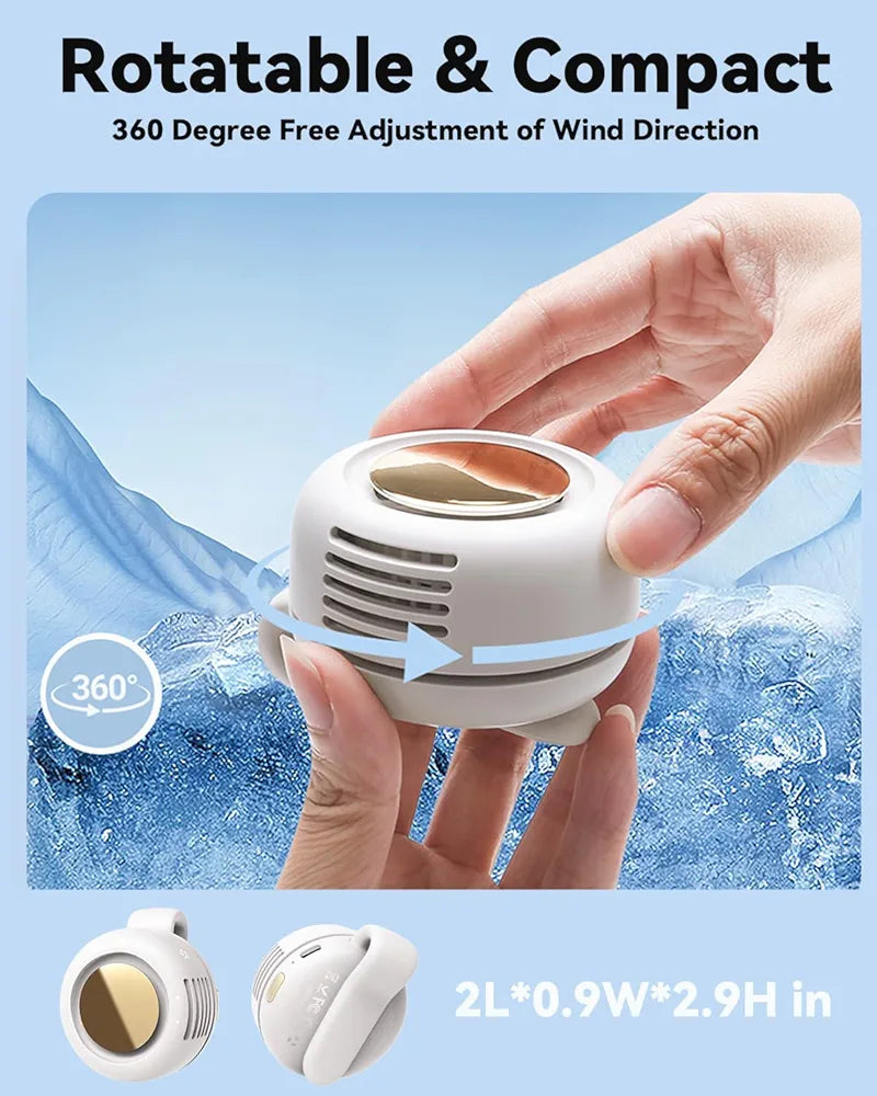 Portable Clip-On Cooling Fan Hands-Free Waist & Neck Leafless Fan with 3 Speeds USB Rechargeable for Outdoor and Travel
